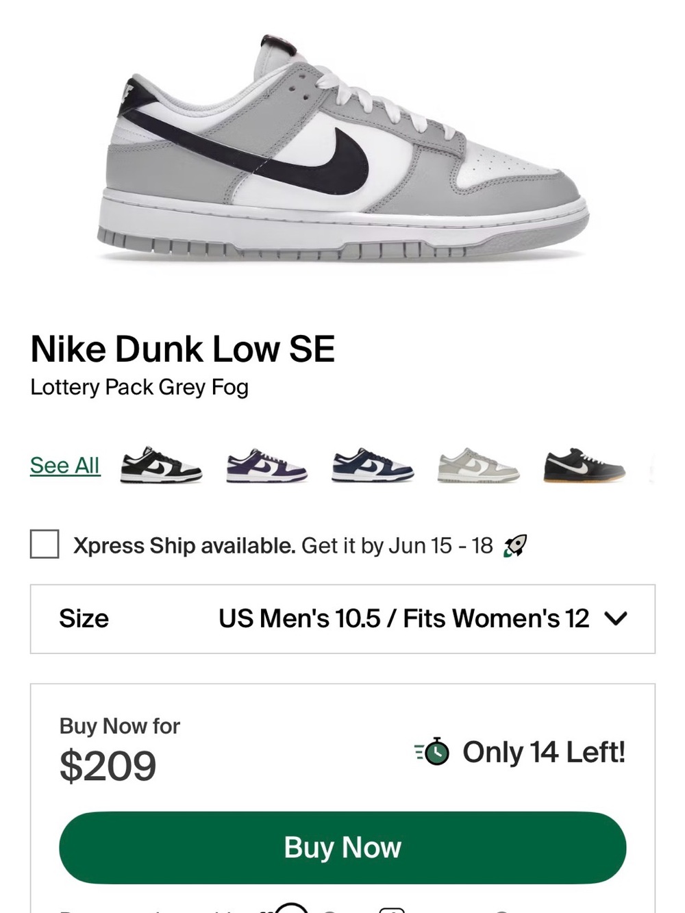 Nike Dunk Low Lottery Pack- grey fog - size 12 - Picture 11 of 14